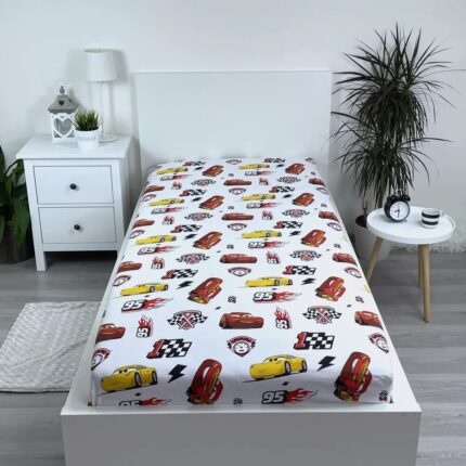 Cearceaf de pat, Jerry Fabrics, Bumbac, Model McQueen, 90 x 200 cm, Multicolor