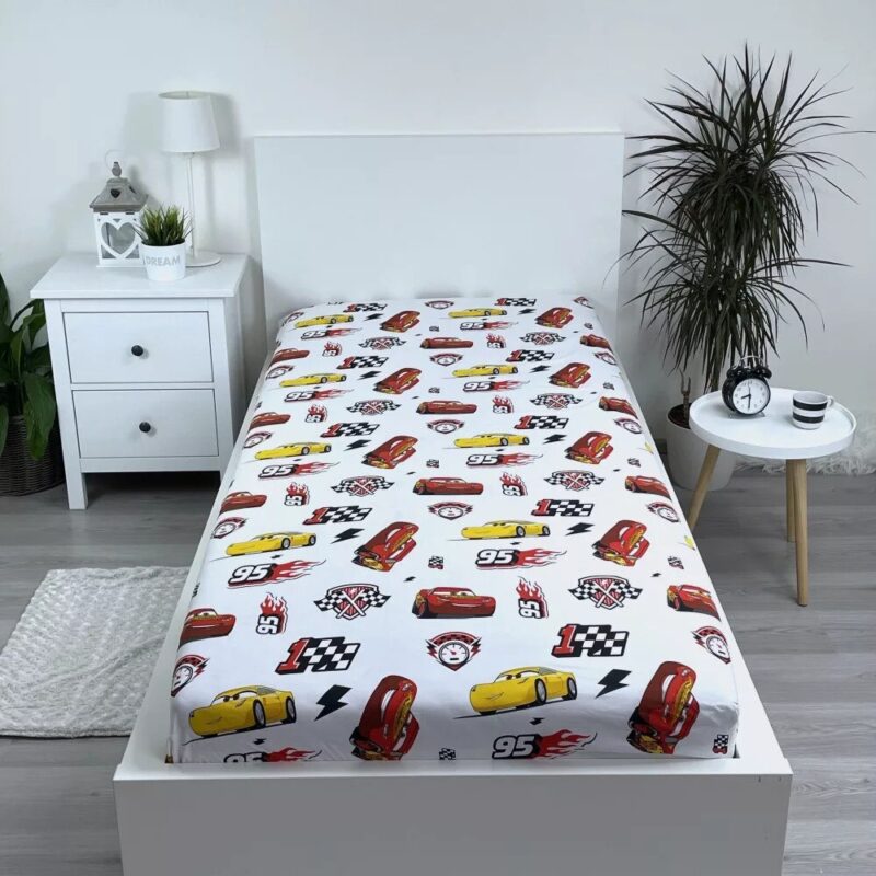 Cearceaf de pat, Jerry Fabrics, Bumbac, Model McQueen, 90 x 200 cm, Multicolor