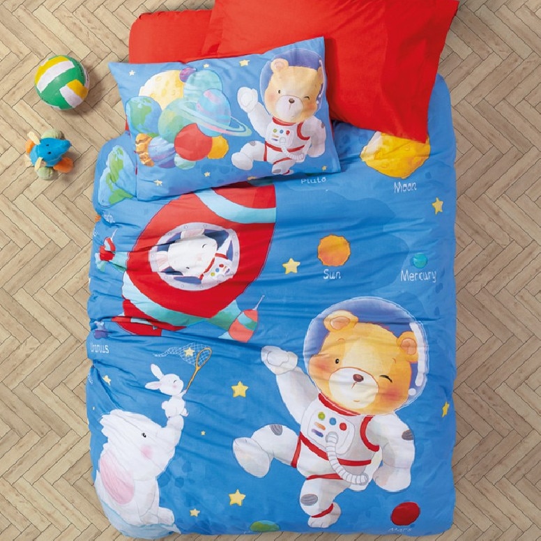 Set Lenjerie de Pat 1 Persoana, pentru Copii, Cottonbox, Model 45240, Bumbac 100%, 3 piese