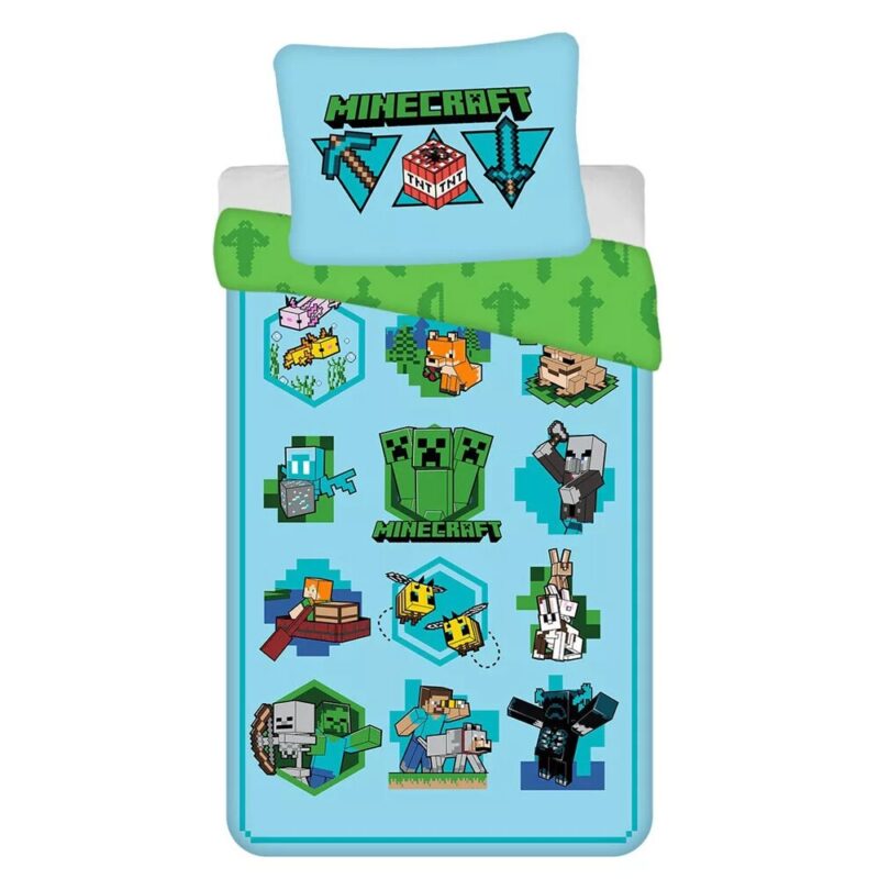 Cuvertura de pat Minecraft 140x200 cm 70x90 cm (Icoane)