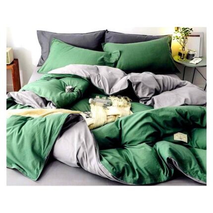 Lenjerie de Pat, Bumbac Ranforce, Model Green Gray, 2 persoane, 50X70, 200X200, 4 piese