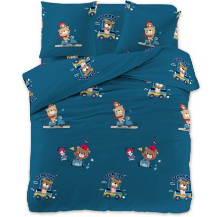 Lenjerie de pat pentru copii 160x200 din bumbac satinat 3D Cotton World, 3 piese, cu ursi
