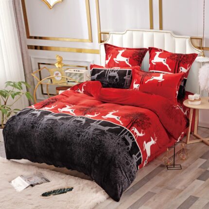 Lenjerie pentru pat dublu pufoasa COCOLINO - 4 piese - Mos Craciun - cod LFR02