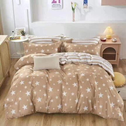 Set Lenjerie de pat DishaStar, Hometex, 3 piese, 1 persoana, crem, husa pilota 140 x 200 cm