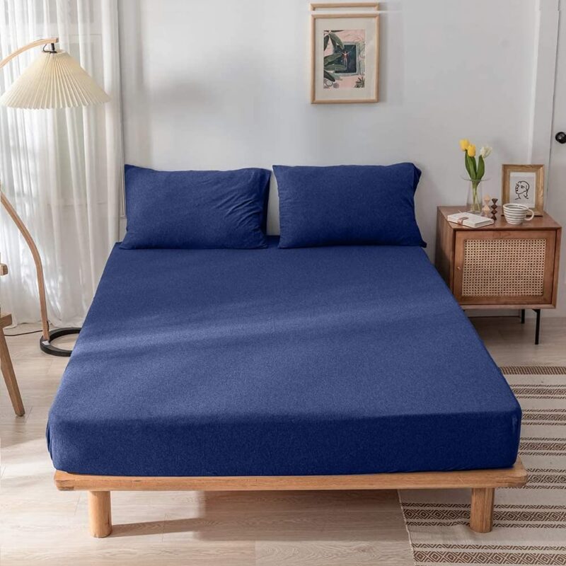 Cearceaf de pat cu elastic din Jersey 200 x 220 cm, bleumarin
