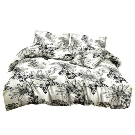 Lenjerie de pat, Lozkoholicy, Satin, 160 x 200 cm, 70 x 80 cm, Alb/Negru