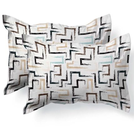 Set de 2 fete de perna 40x40cm din Bumbac Ranforce cu marginuta, Geometric