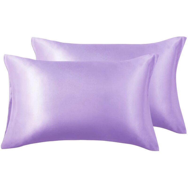 Set fata de perna, 2 bucati, Casa de Bumbac, satin, pentru ten si par, 50 x 70, Lila
