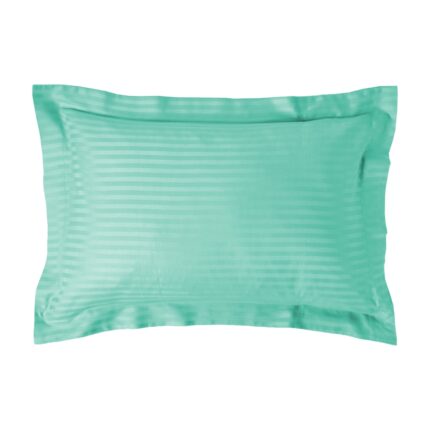 Fata de perna Damasc policoton dunga 1 cm, 50 x 70 cm si tiv cu bordura 3,5 cm, Verde Jad