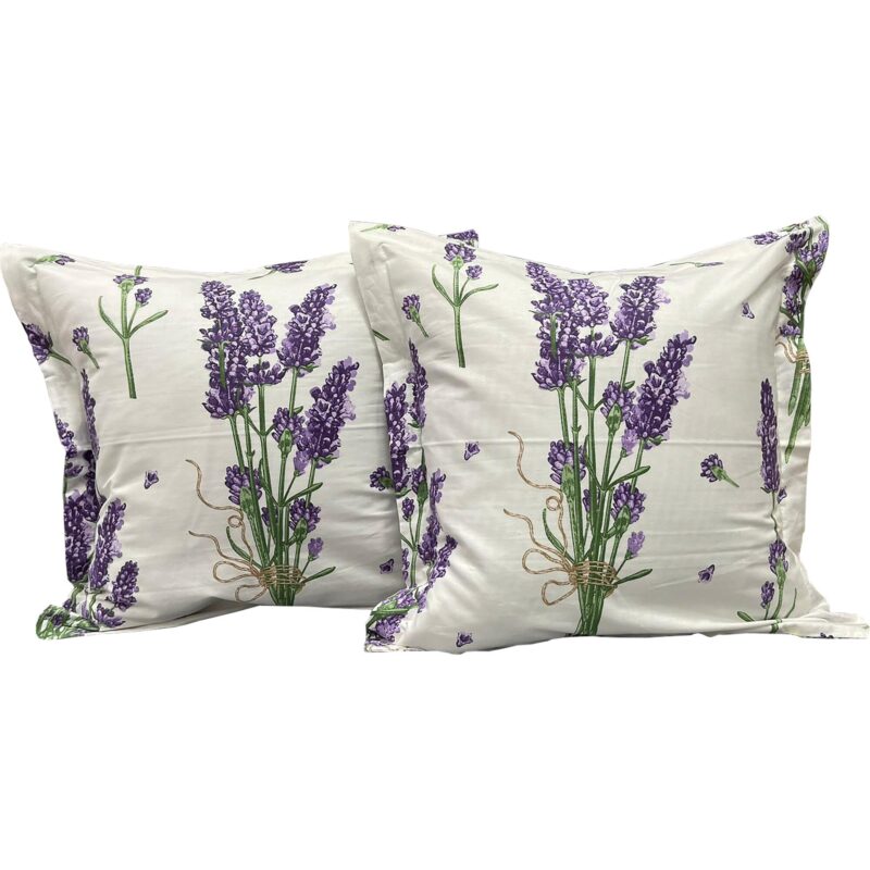 Set doua huse de perna, 40X40cm, alb/mov, din colectia "Lavender" din bumbac ranforce, by Liz Line - SPR40/40222