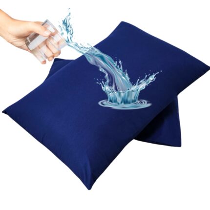 Husa premium pentru protectia pernei TIAM store®, rezistenta la umiditate si impermeabila la urina, anti-acarieni, lavabila la masina de spalat, membra TPU, set de 2 bucati, 50 X 70 cm, albastra