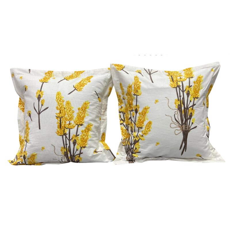 Set doua huse de perna, 70X70cm, alb/galben, din colectia "Lavender" din bumbac ranforce, by Liz Line - SPR70/70217