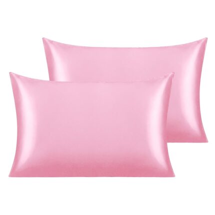 Set 2 fete de perna, BOMSTOM, Satin hipoalergenic, 50x75cm, Roz