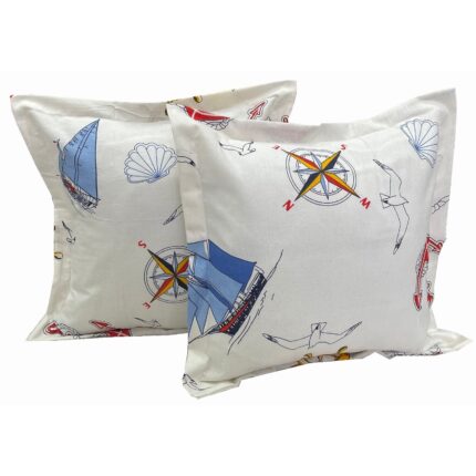 Set doua huse de perna, culoare alb 40X40cm din colectia "Nautique by Liz Line" din bumbac - SP40/40260