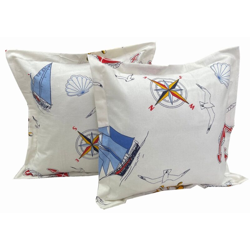 Set doua huse de perna, culoare alb 40X40cm din colectia "Nautique by Liz Line" din bumbac - SP40/40260