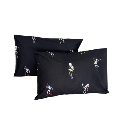 Set 2 fete de perna 50 x 70 cm, bumbac, Patru Anotimpuri, Negru, alb