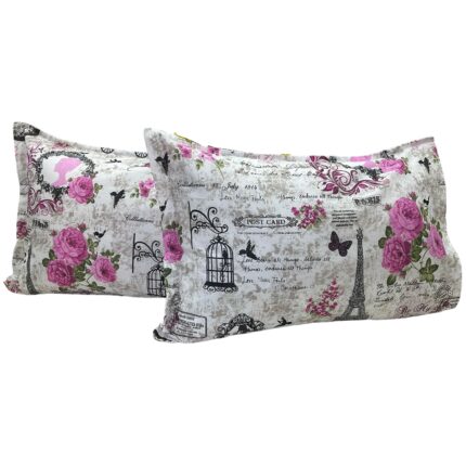 Set doua huse de perna culoare alb/roz, 50X70cm din colectia Love in Paris, Liz Line din bumbac 100% - SP50/70247