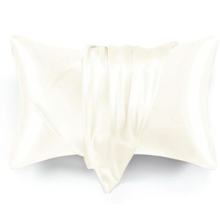 Set 2 fete de perna satinate, poliester, 50x76cm, inchidere tip plic, ivoire