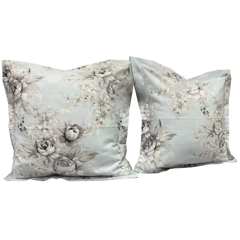Set doua huse de perna, culoare bleu/gri, din colectia "Flower Bouquet by Liz Line", 40X40cm din bumbac 100% - SP40/40215
