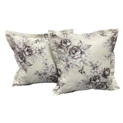Set doua huse de perna crem/gri 40X40cm din colectia "Flower Bouquet" din bumbac 100%, by Liz Line - SP40/40186