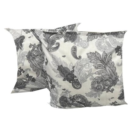 Set doua huse de perna gri 40X40cm din colectia "Frunze stilizate" din bumbac 100%, by Liz Line - SP40/40166