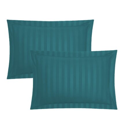 Set 2 Fete de perna 50x70 cm Damasc Bumbac 100% dunga 1 cm, Pucioasa, Turcoaz