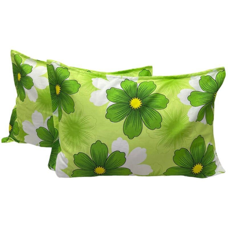 Set doua huse de perna, culoare alb, verde, din colectia "Floria by Liz Line", 50X70cm din bumbac - SP50/70270
