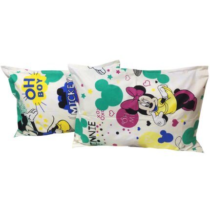 Set doua huse de perna, pentru copii, 50X70cm, alb, din colectia "Basm cu Mickey si Minnie" din bumbac ranforce, by Liz Line - SPR50/70230