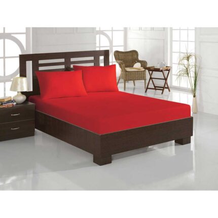 Cearceaf Pat 2 Persoane, Acasa, 100% Bumbac, 240x260 Cm, Rosu