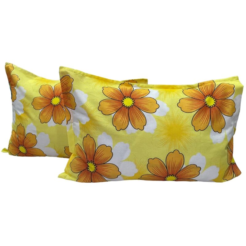 Set doua huse de perna, culoare galben orange, din colectia "Floria by Liz Line", 50X70cm din bumbac - SP50/70268