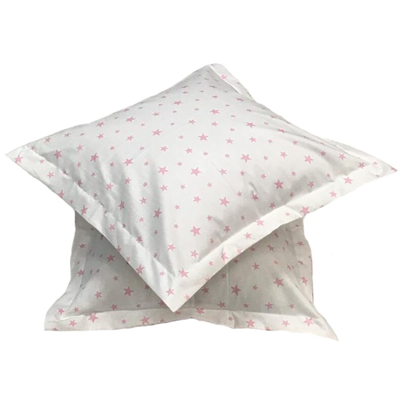 Set doua huse de perna, 40X40cm, alb/roz, din colectia "Stelute" din bumbac ranforce, by Liz Line - SPR40/4015