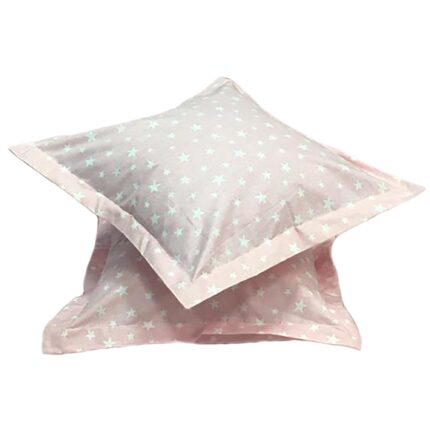 Set doua huse de perna, 60X60cm, roz/alb, din colectia Stelute Liz Line din bumbac ranforce SPR60/6021