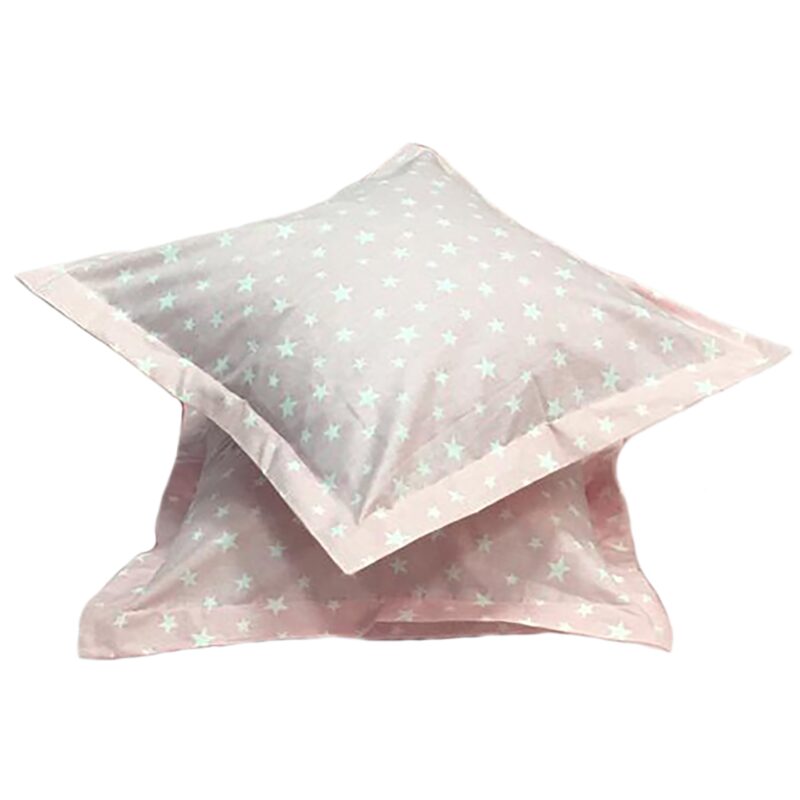 Set doua huse de perna, 60X60cm, roz/alb, din colectia Stelute Liz Line din bumbac ranforce SPR60/6021