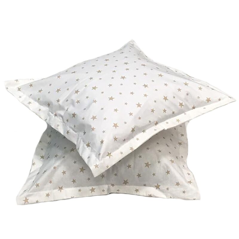 Set doua huse de perna, 40X40cm, alb/capuccino, din colectia "Stelute" din bumbac ranforce, by Liz Line - SPR40/4020