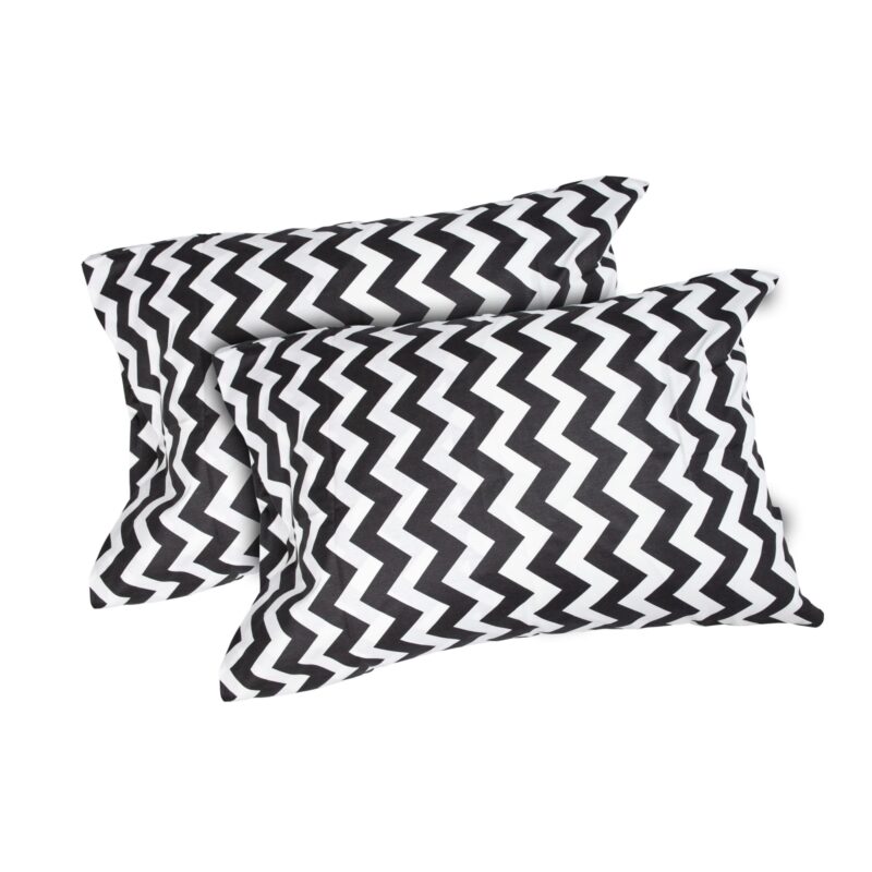 Set 2 fete de perna Bosfor Decor, model ZigZag, Policoton, Negru, Dimensiune 40 x 40 cm