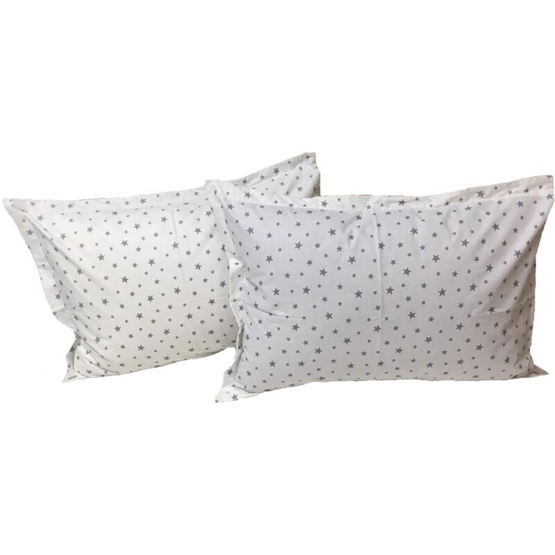Set doua huse de perna, 50X70cm, alb/gri, din colectia "Stelute" din bumbac ranforce, by Liz Line - SPR50/7014