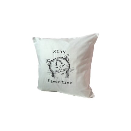 Fata de perna, alb, 40X40, bumbac 100%, pisica stay pawsitive