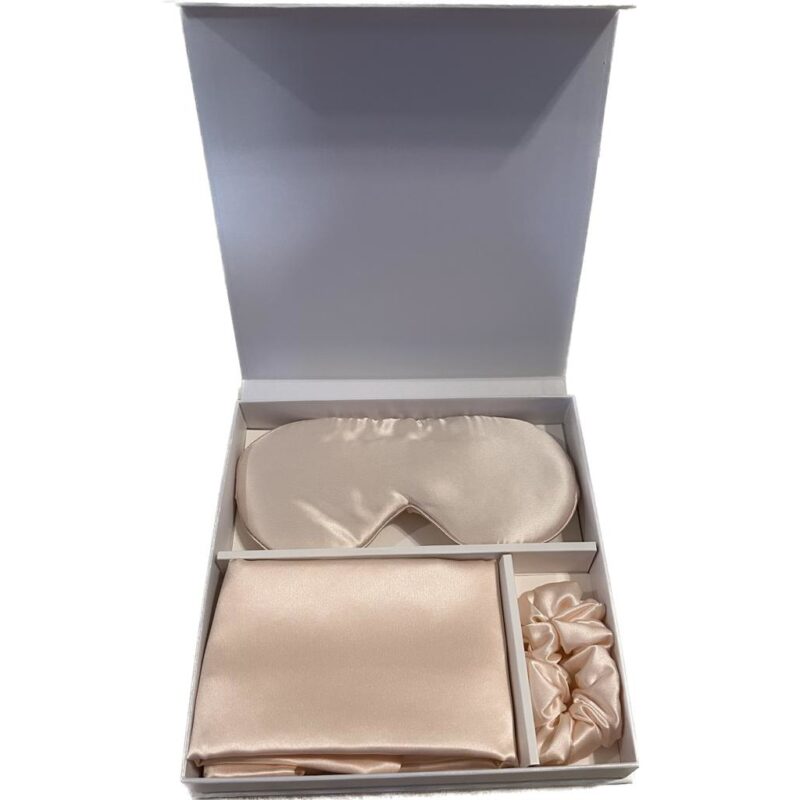 Set pentru somn cu fata de perna 51×76 cm, masca de ochi si elastic de par din matase naturala Mulberry Lotus