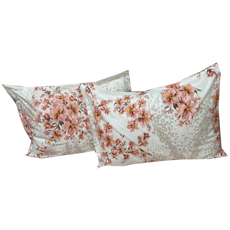 Set doua huse de perna, 50X70cm, alb/piersica, din colectia "Ghirlanda de crini" din bumbac ranforce, by Liz Line - SPR50/70205