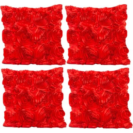 Set 4 huse de perna, SUNMOSTAR, Matase, 40x40cm, Rosu