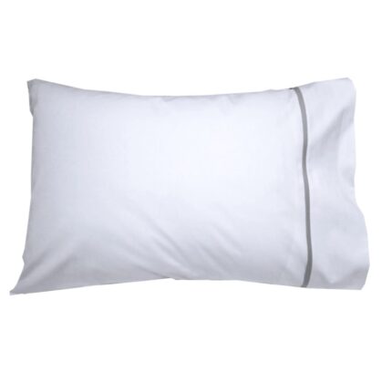 Set 2 x Fata de perna cu paspoal, 60 cm x 80 cm, Casa Bucuriei, alb/gri, Bumbac 100%, doua fete