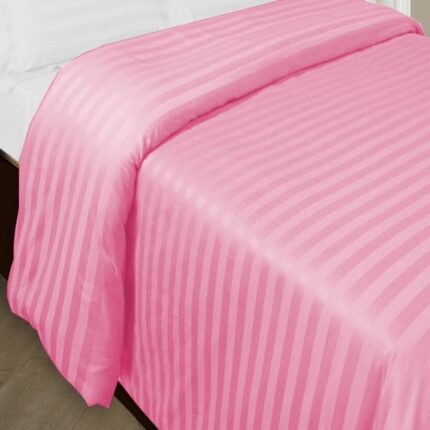 Cearsaf de pilota 2 persoane king size Damasc Policoton dunga 1 cm, 200 x 230 cm, Roz Bonbon