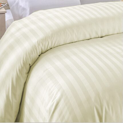 Cearsaf de pilota 1 persoana Damasc Bumbac 100% tip Hotel cu dunga 1 cm, 150x220 cm, Crem Deschis, Pucioasa
