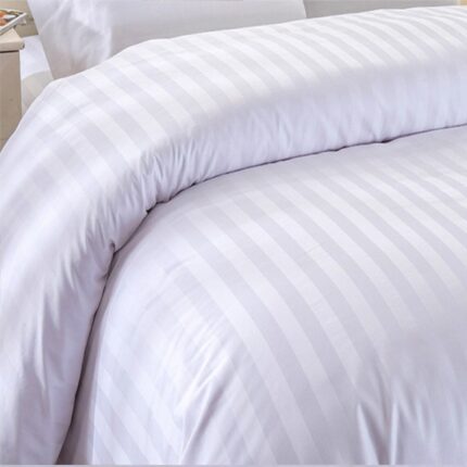 Cearsaf de pilota 2 persoane Damasc Bumbac 100% tip Hotel cu dunga 1 cm, 160x220 cm, Alb