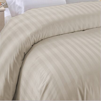 Cearsaf de pilota 1 persoana Damasc Bumbac 100% tip Hotel cu dunga 1 cm, 140x220 cm, Bej Cappuccino