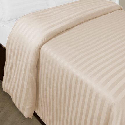 Cearsaf de pilota 2 persoane king size Damasc Policoton dunga 1 cm, 200 x 230 cm, Bej Cappuccino