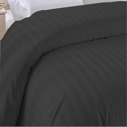 Cearsaf de pilota 2 persoane Damasc Bumbac 100% tip Hotel cu dunga 1 cm, 160x220 cm, Negru