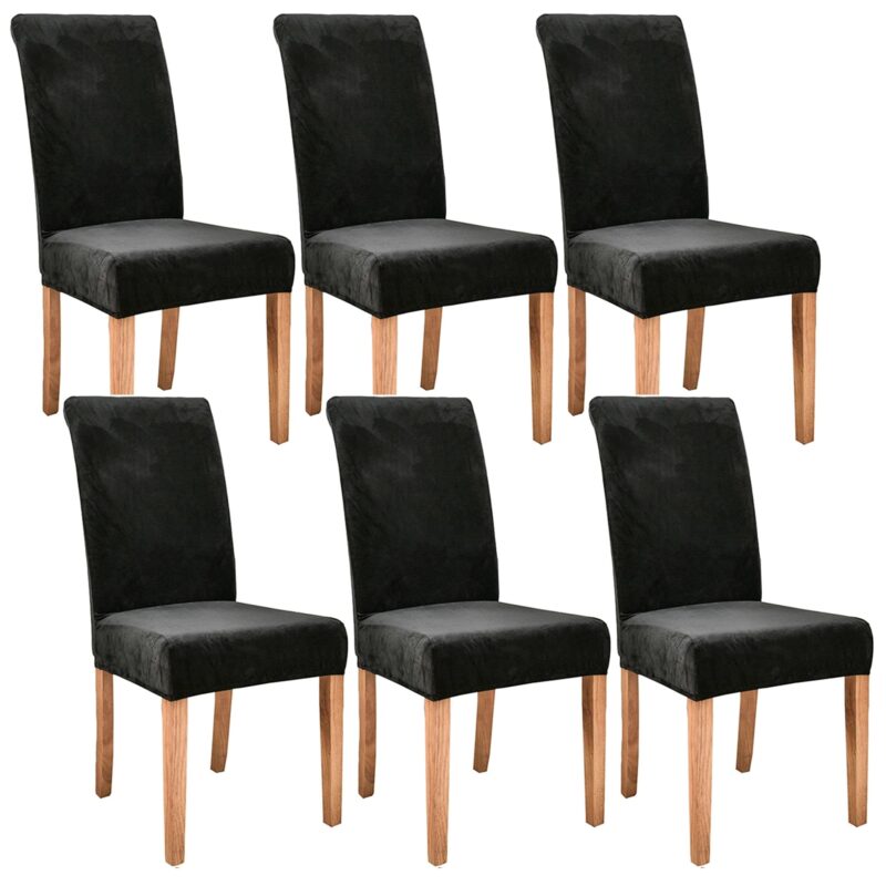 Set 6 Huse Scaun Universale GALAXIA®, Elastice, Din Catifea, Negru