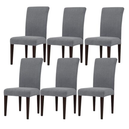 Set 6 Huse Scaun Universale GALAXIA®, Elastice, Din Bumbac Embosat, Gri