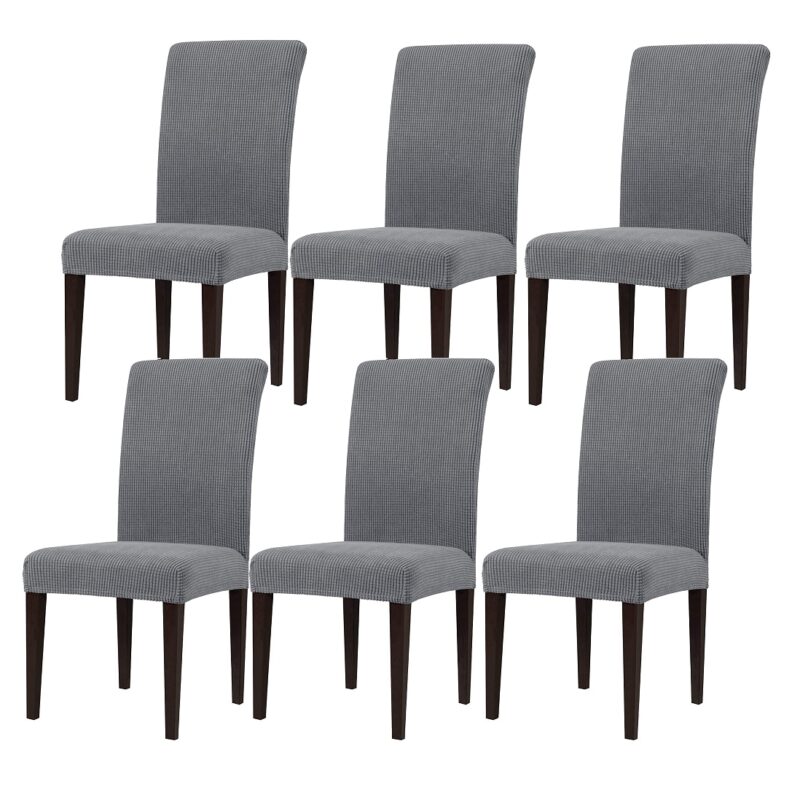 Set 6 Huse Scaun Universale GALAXIA®, Elastice, Din Bumbac Embosat, Gri